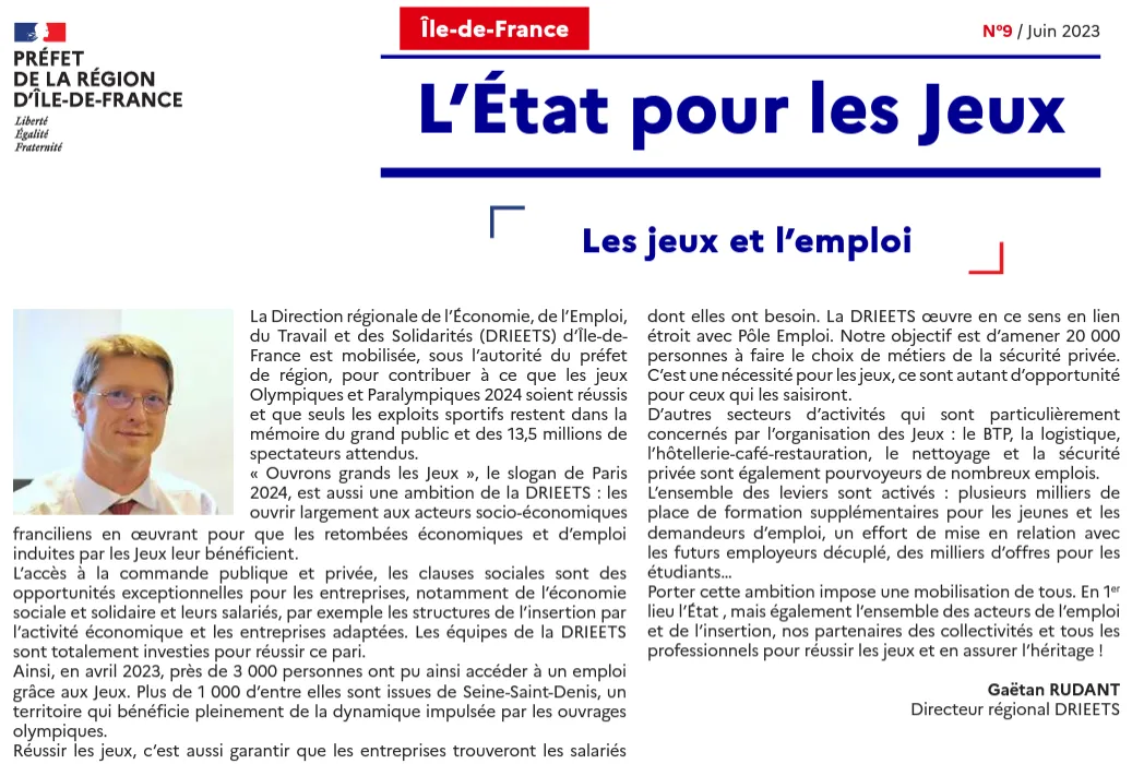 🚀La DRIEETS se Prépare Actuellement à Faire de Paris 2024 un Tremplin pour l'Emploi de la sécurité privée en Île-de-France! 🎯🏅